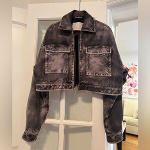 Faded cropped leather jacket from remain!